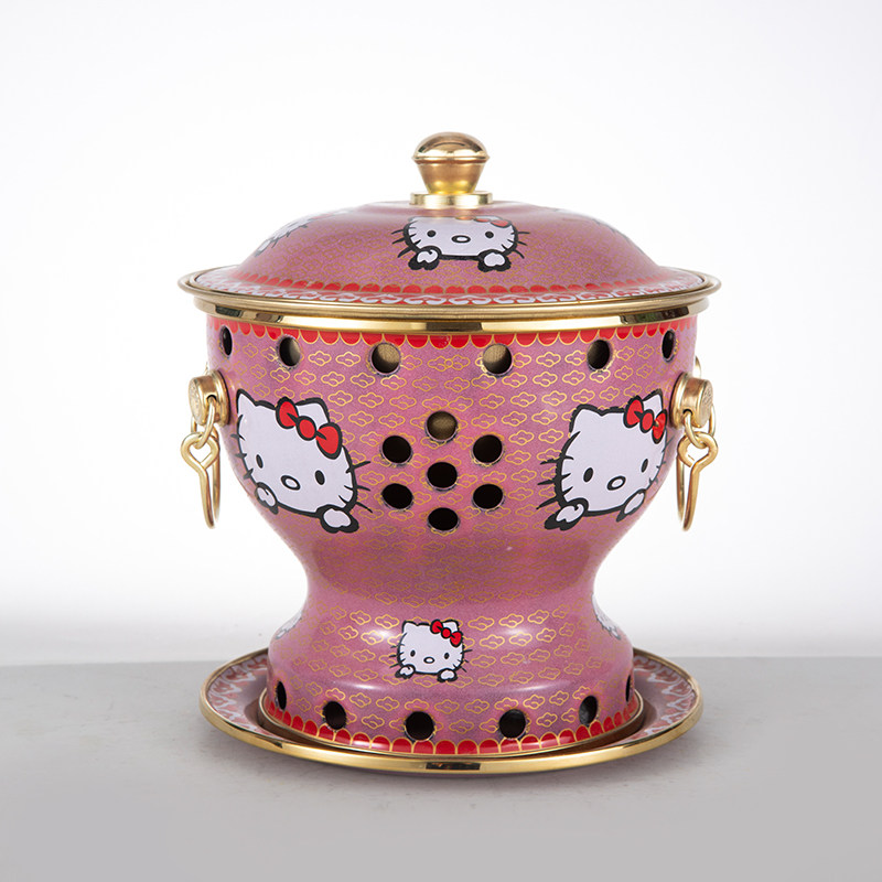 HelloKitty景泰蓝铜火锅燃环保油酒精小火锅分餐单人珐琅纯铜商用