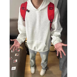 cleanfit灰色连帽卫衣男款春秋季加绒520g重磅硬挺叠穿高级感外套