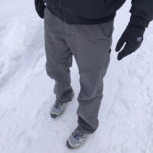 灰色三防软壳冲锋裤男款秋冬加绒户外登山弯刀裤子直筒微锥工装裤