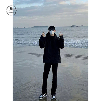 欧美高街vibe裤子痞帅纯黑色弹力