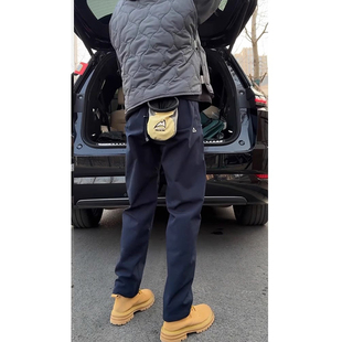 藏青色三防软壳冲锋裤男款秋冬防水小白标裤子潮牌户外登山工装裤