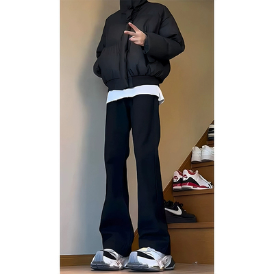 黑色弯刀软牛仔裤男款高个