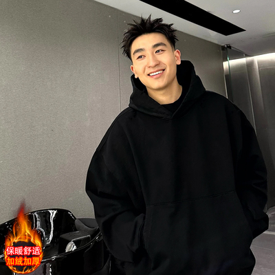 连帽外套加绒加厚帅气上衣