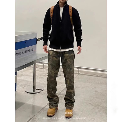美式复古迷彩裤男款秋冬