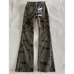 ahcn美式复古迷彩牛仔裤男款春秋高街vibe裤子显瘦微喇伐木工装裤