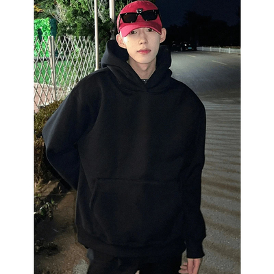 连帽外套加绒加厚帅气上衣