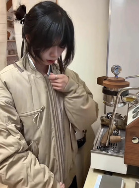 hermitcreate美式复古短款bomber飞行夹克棉服男秋冬高级工装外套