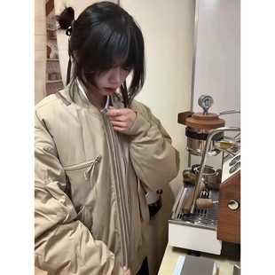 hermitcreate美式复古短款bomber飞行夹克棉服男秋冬高级工装外套