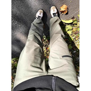 加绒硬壳冲锋裤男款秋冬美式高街潮牌弯刀工装裤子防水户外登山裤