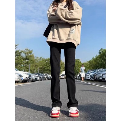 纯黑色加绒牛仔裤男款秋冬