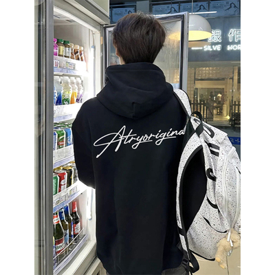 黑色500g重磅硬挺卫衣男