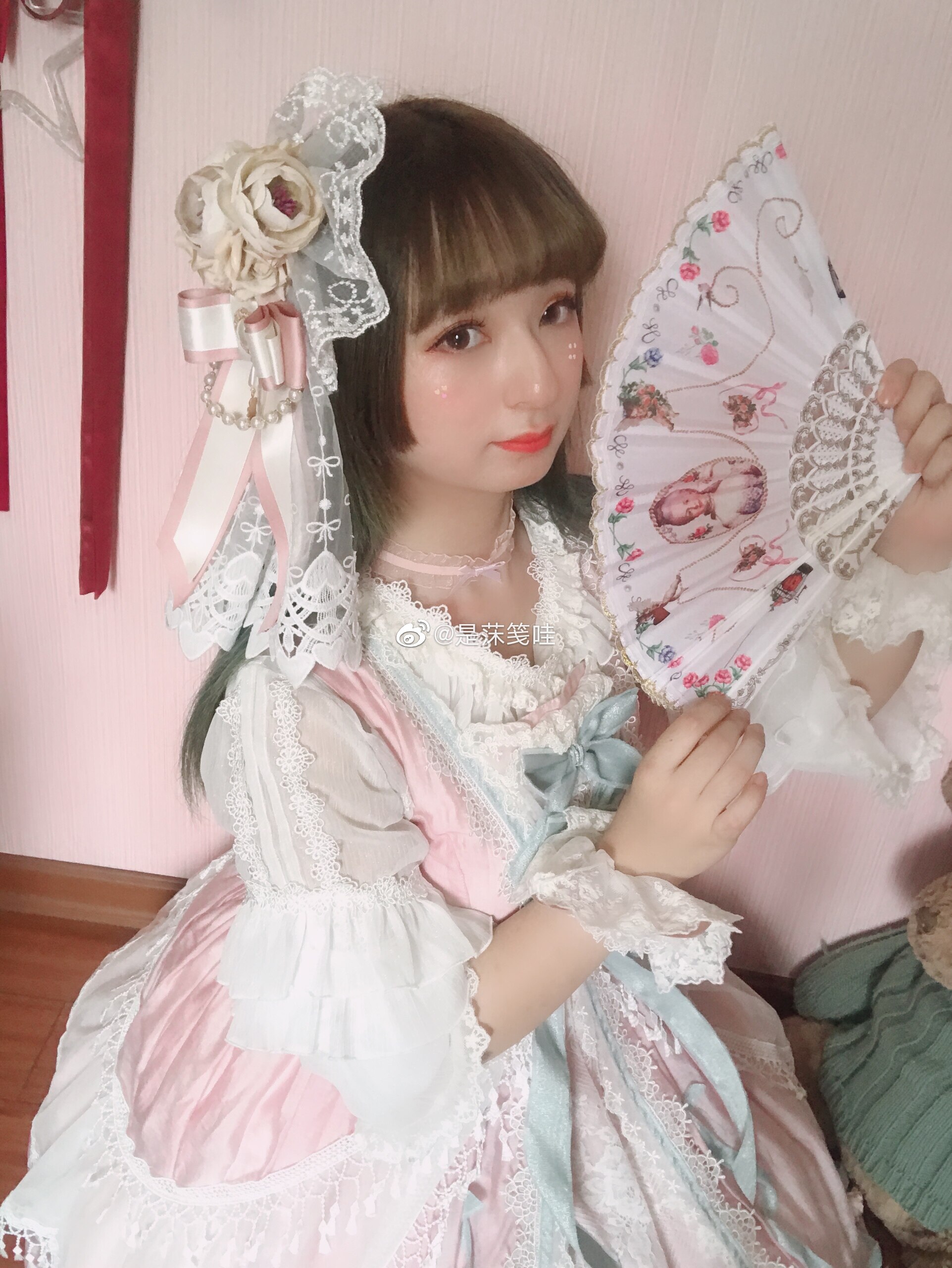 【水】lolita原创梦回凡尔赛花苞玫瑰花丸头纱边夹发饰