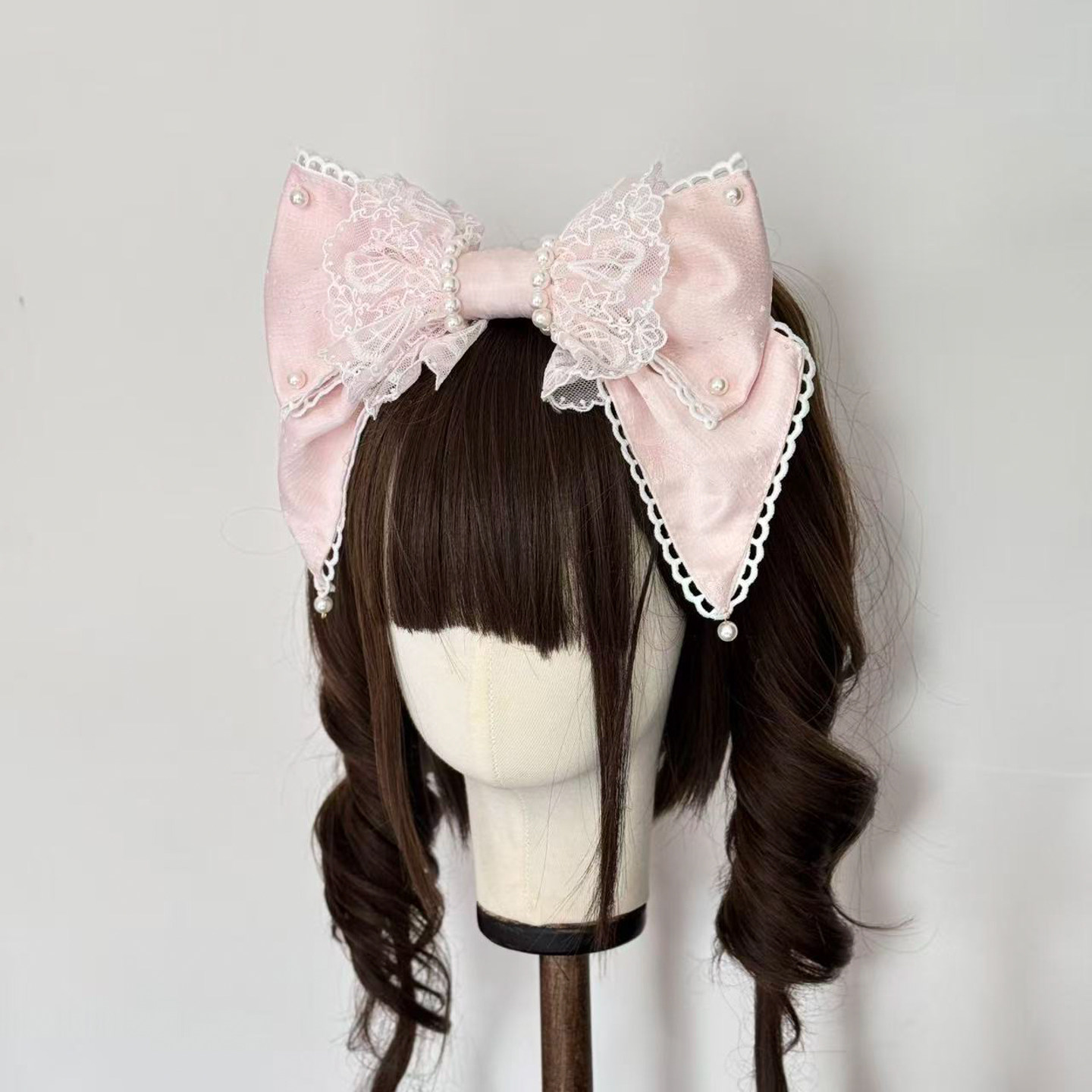 thumbnail for Sister shake handmade original design Lolita lace bow hairpin kc pearl headband can be customized and color-changed