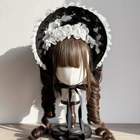 【MAID】 Original handcrafted Lolita black lace Bonet Dark Gothic style bnt can be color-changed thumbnail 5