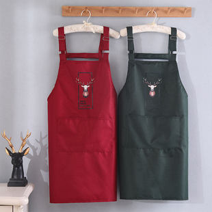 中老年人叔叔阿姨深大红罩衣居家日用防水防油围裙可调节围兜兜