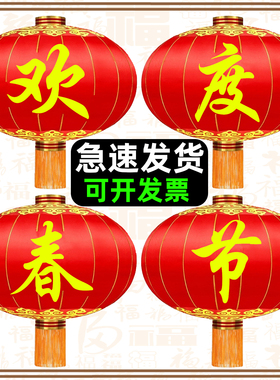 欢度春节灯笼大门口绸布大型大号户外防水新年元旦佳节大红灯笼