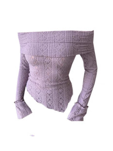 辣妹上衣 修身 捡漏特价 剪镖外贸折扣欧美风提花镂空蕾丝一字肩长袖