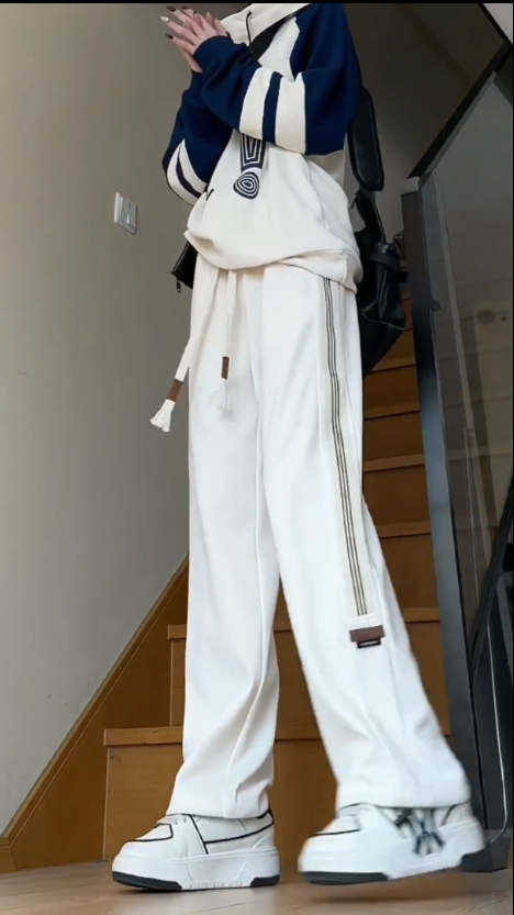 f2ocus条纹织带休闲卫裤