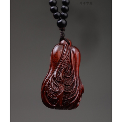 犀牛角紫檀木雕白菜百财文玩手把件实木雕刻工艺礼品汽车装饰挂件