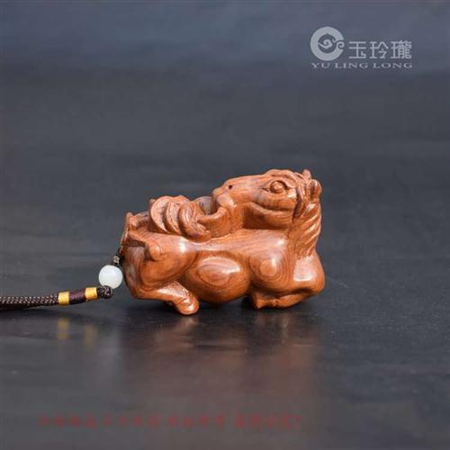 木雕马上赢手把件花梨木雕刻马小摆件文玩红木实木挂件木器木把玩