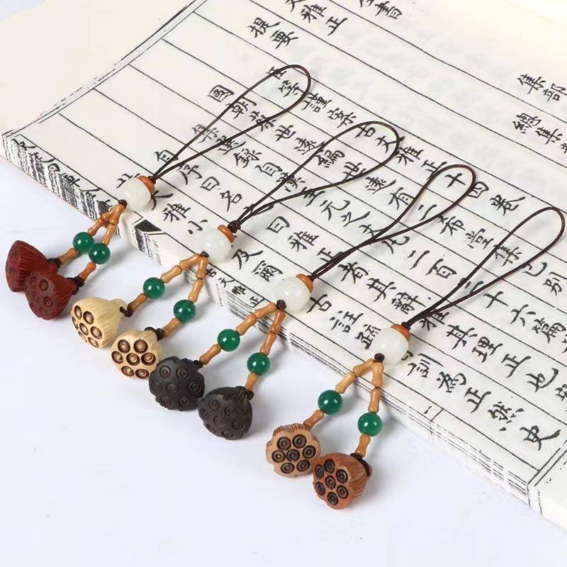 黑檀木质莲蓬汽车钥匙扣挂件黄杨