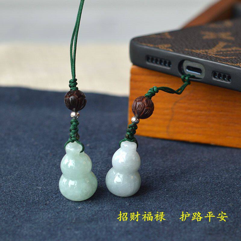 玉翡翠小葫芦汽车钥匙扣手工编手
