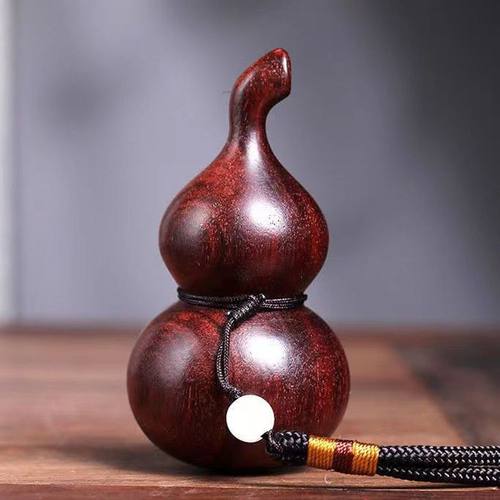 小叶紫檀木雕葫芦实木手把件工艺品随身福禄文玩摆件雕刻龙吊坠