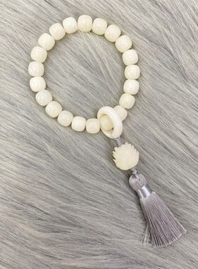 一念禅艺新款白玉菩提根手持藏式佛珠男女莲花流苏菩提子念珠手串