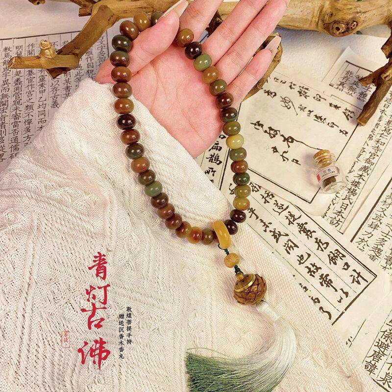 敦煌问天民族风菩提手串苹果珠香囊手持女菩提佛珠手链送香丸布袋