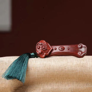 小叶紫檀木雕高油密精修如意挂件摆件手把件文玩红木家居装饰品