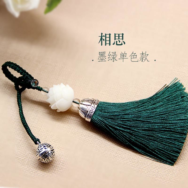 简约风菩提莲花宫铃流苏钥匙扣个性包包挂饰女士创意汽车钥匙挂件