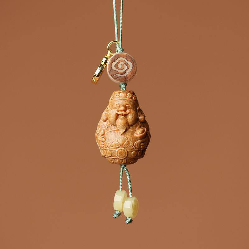 檀木吊饰爷钥匙扣实木卡通人物迷你手机链包挂件饰品可爱小件