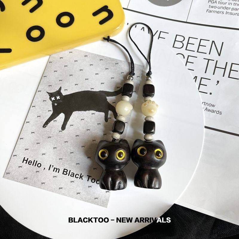 BlackToo/原创黑檀木黑猫头手机