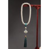 夜光莲花扩香器白玉菩提手持挂件复古流苏女士手把件包挂配饰香囊