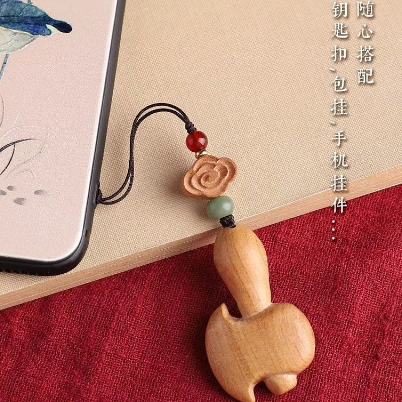 手工编织肥城桃木剑钥匙扣小众立