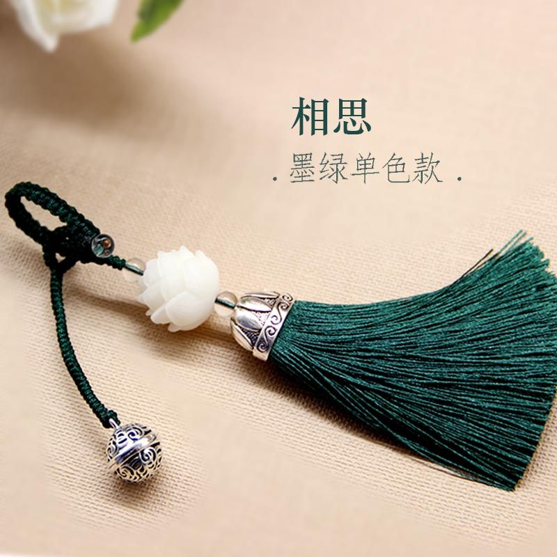 简约风菩提莲花宫铃流苏钥匙扣个性包包挂饰女士创意汽车钥匙挂件