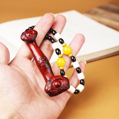 正宗小叶紫檀木雕如意吊坠挂件木质把玩件文玩工艺品手把件雕