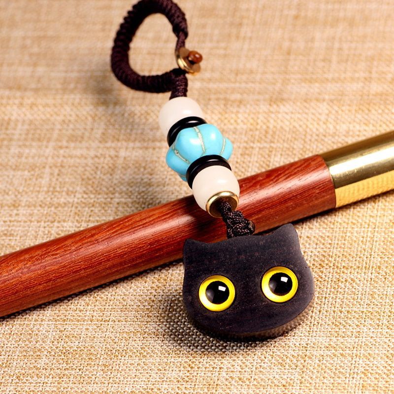 黑檀钥匙扣猫挂坠紫光檀情侣毛衣