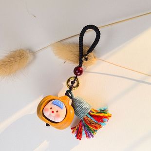 檀木雕刻卡通可爱小南瓜板栗多妹包挂趣味个性钥匙扣挂件包挂饰