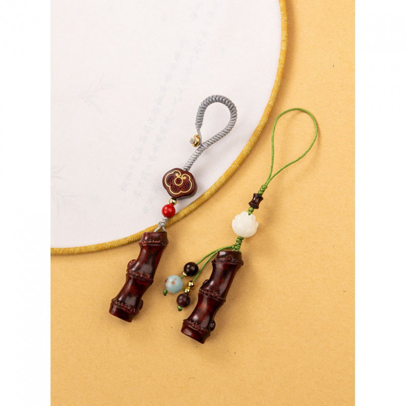 节节高 紫檀竹节钥匙扣挂件古风汽车钥匙链圈环网红包包挂饰