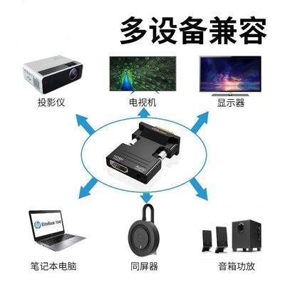 hdmi转vga带音频转换器头高清转VGA接投影仪电脑转液晶电视转换器