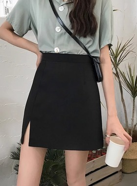 LA-038-030大码赫本风半身裙胖妹妹mm黑色短裙a字裙微胖女孩穿搭