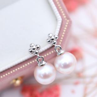 12mm圆滴 珍珠耳饰耳坠托配7 DIY配件 S925纯银小清新耳钉空托