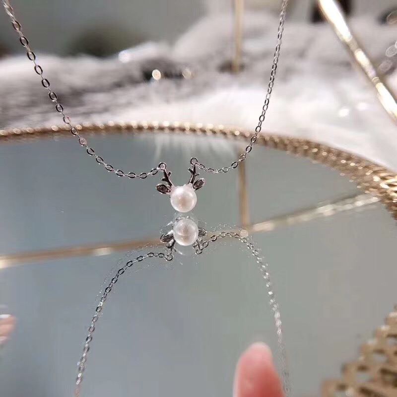 diy珍珠纯银吊坠玉石玛瑙麋鹿角