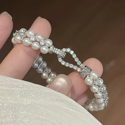 DIY配件S925纯银单双排项链手链扣子 珍珠串珠连接搭扣连接扣头