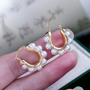 DIY手工配件 S925纯银气质多珠耳扣空托 耳环耳饰配饰配5-5.5mm圆