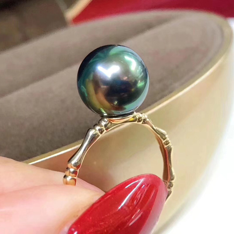 diy珍珠时尚风竹节半成品戒子