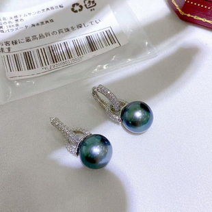 DIY配件 S925纯银精工圆形耳扣空托珍珠玉石耳环银耳托半成品配饰