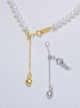 DIY配件S925纯银K金同款豆豆链爱心尾链扣珍珠项链手链抽拉延长链
