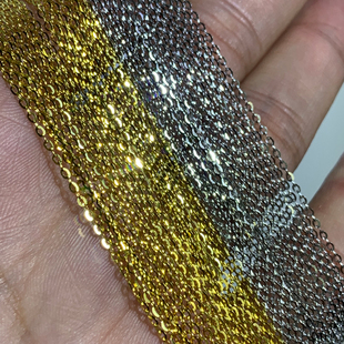 DIY珍珠配件 带针调节链女 S925纯银爆闪O字链媲美18K金链子加粗款